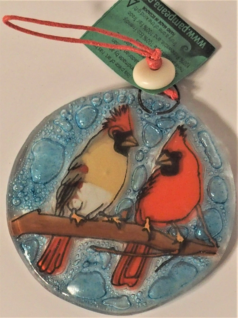 Glass Ornament Cardinal Couple
