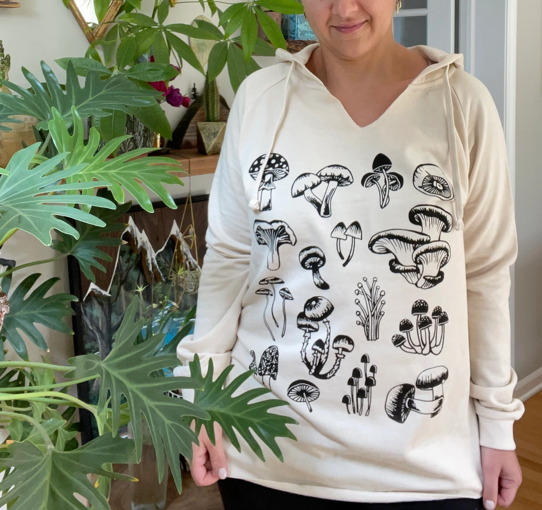 V Beach Pullover Hoodie Mushrooms