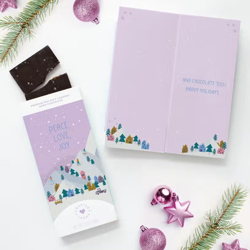Peace, Love, Joy & Chocolate Bar Card