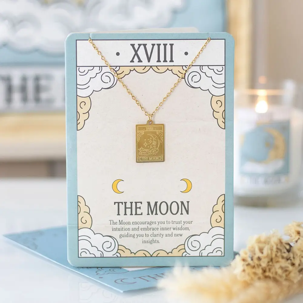 The Moon Vintage Tarot Necklace Card