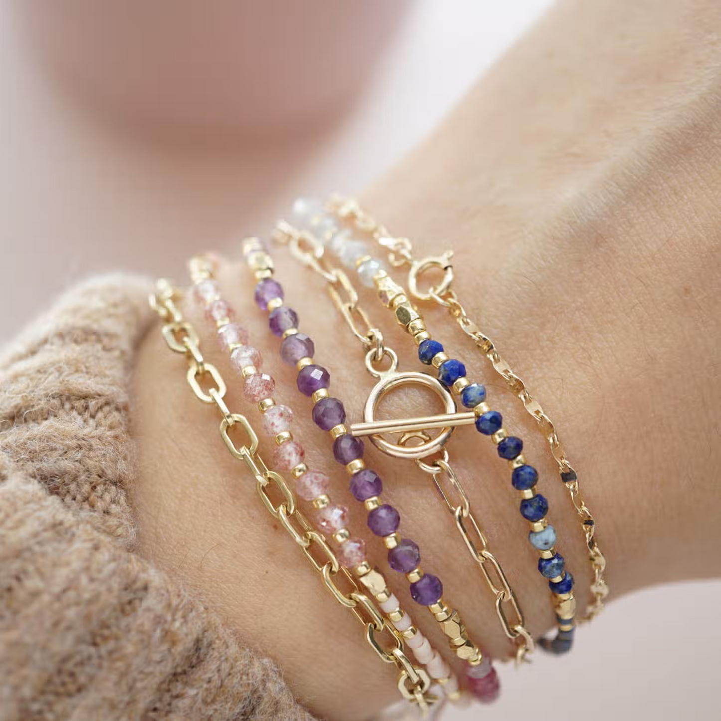 Rose Quartz Stacking Bracelet