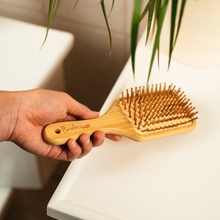 Bamboo Paddle Hairbrush Square