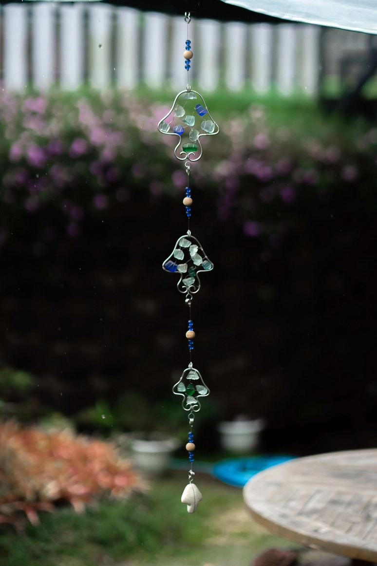 Recycled Glass Garland Mushroom 36"
