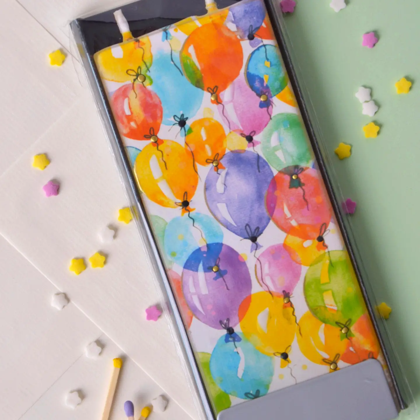 Flat Candle Colorful Birthday Balloons