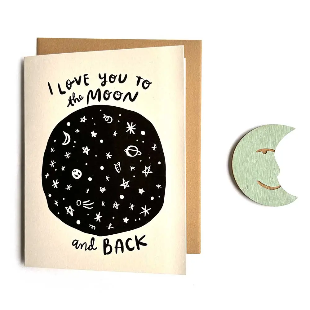 I Love You To The Moon & Back Card w/ Magnet