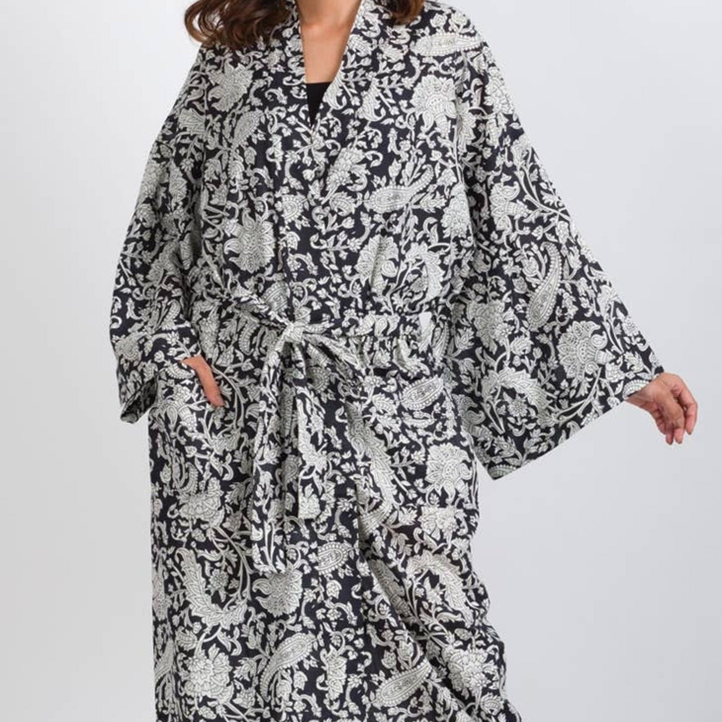 Kimono Robe - BW Paisley