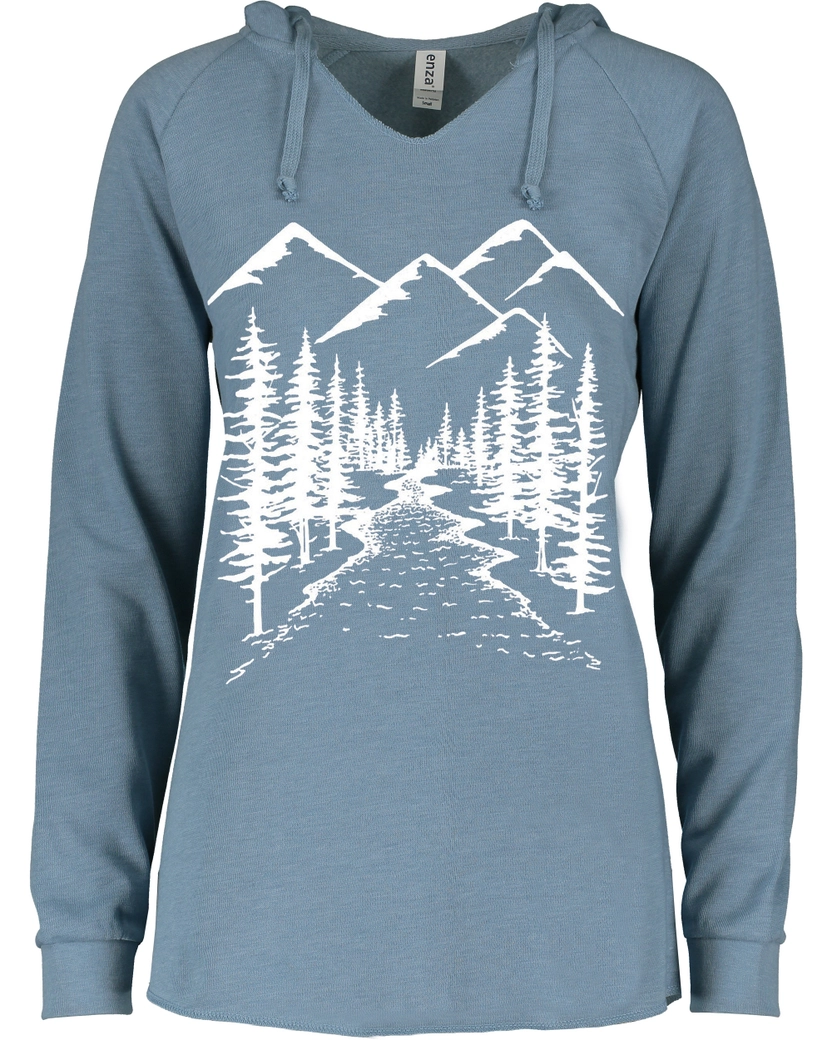 V Beach Pullover Hoodie Mountains