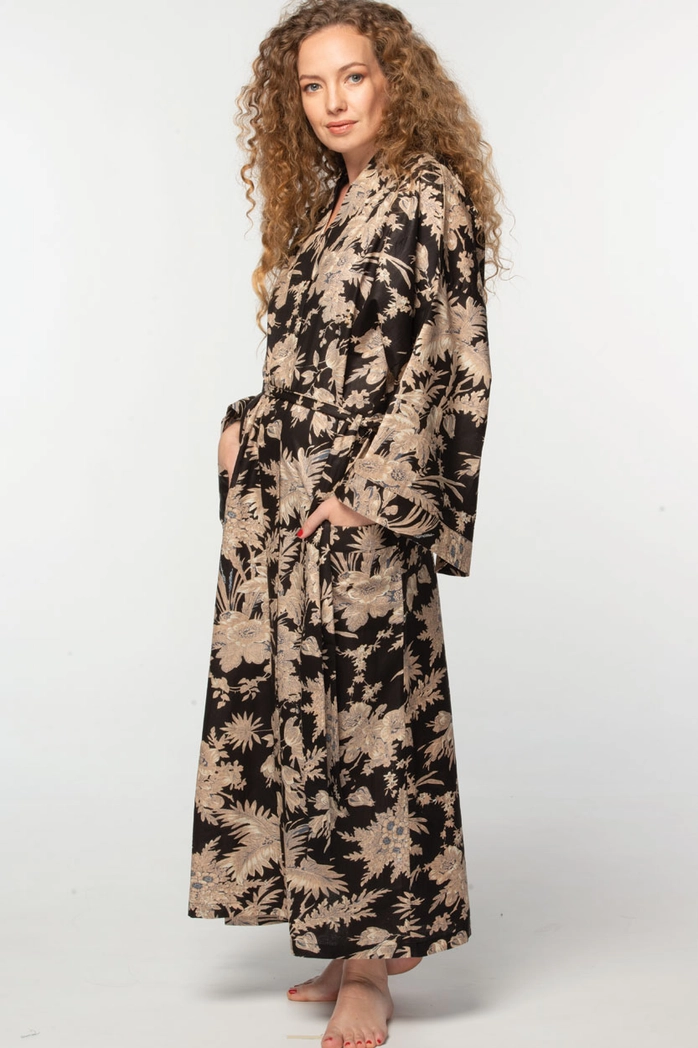 Kimono Robe - Black & Gold