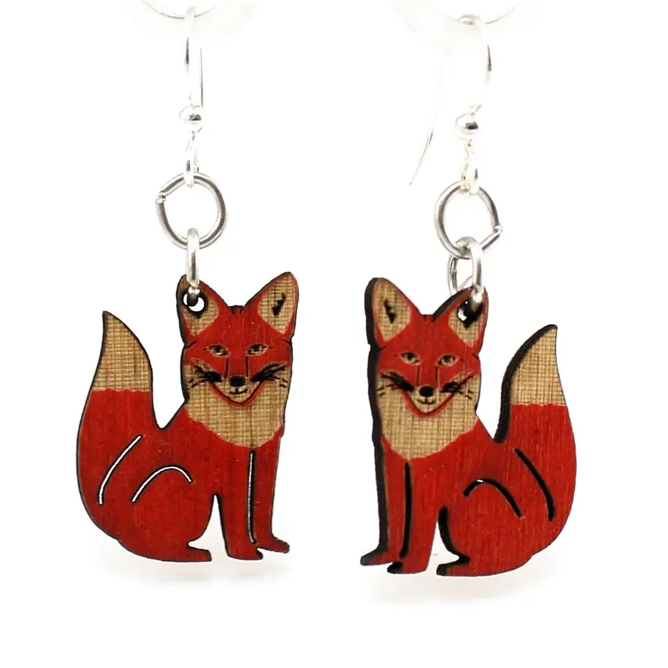 Fox Wooden Earrings