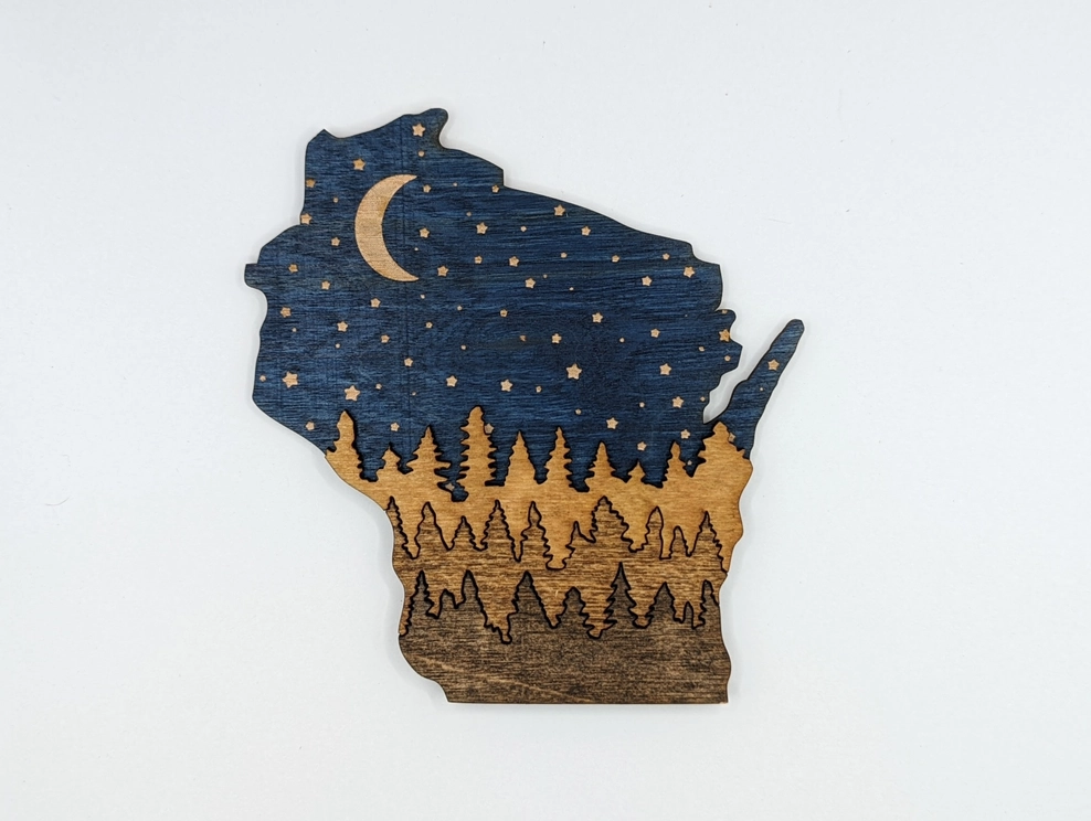 WI Night Sky Wood Magnet