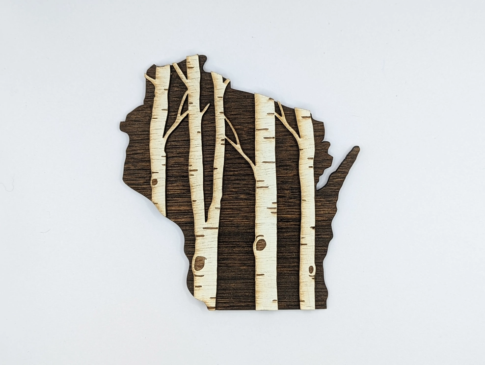 WI Birch Wood Magnet