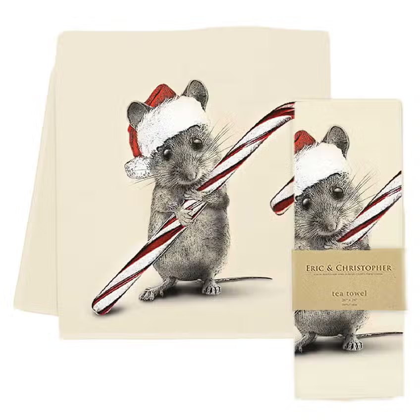 Santa Mouse Candy Cane Towel