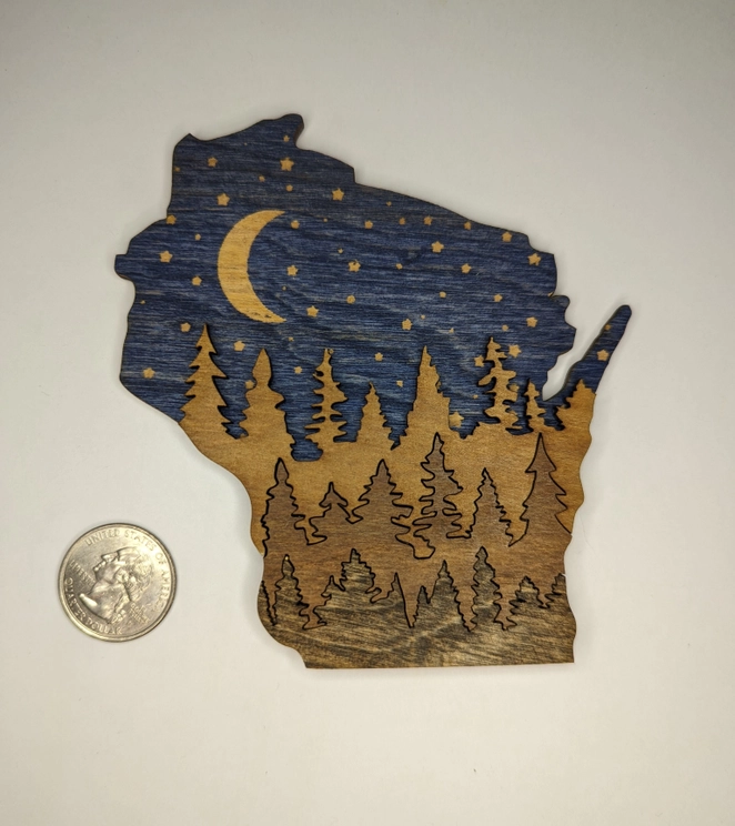 WI Night Sky Wood Magnet