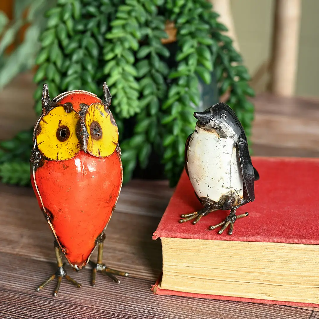 Colorful Recycled Metal Owl Small