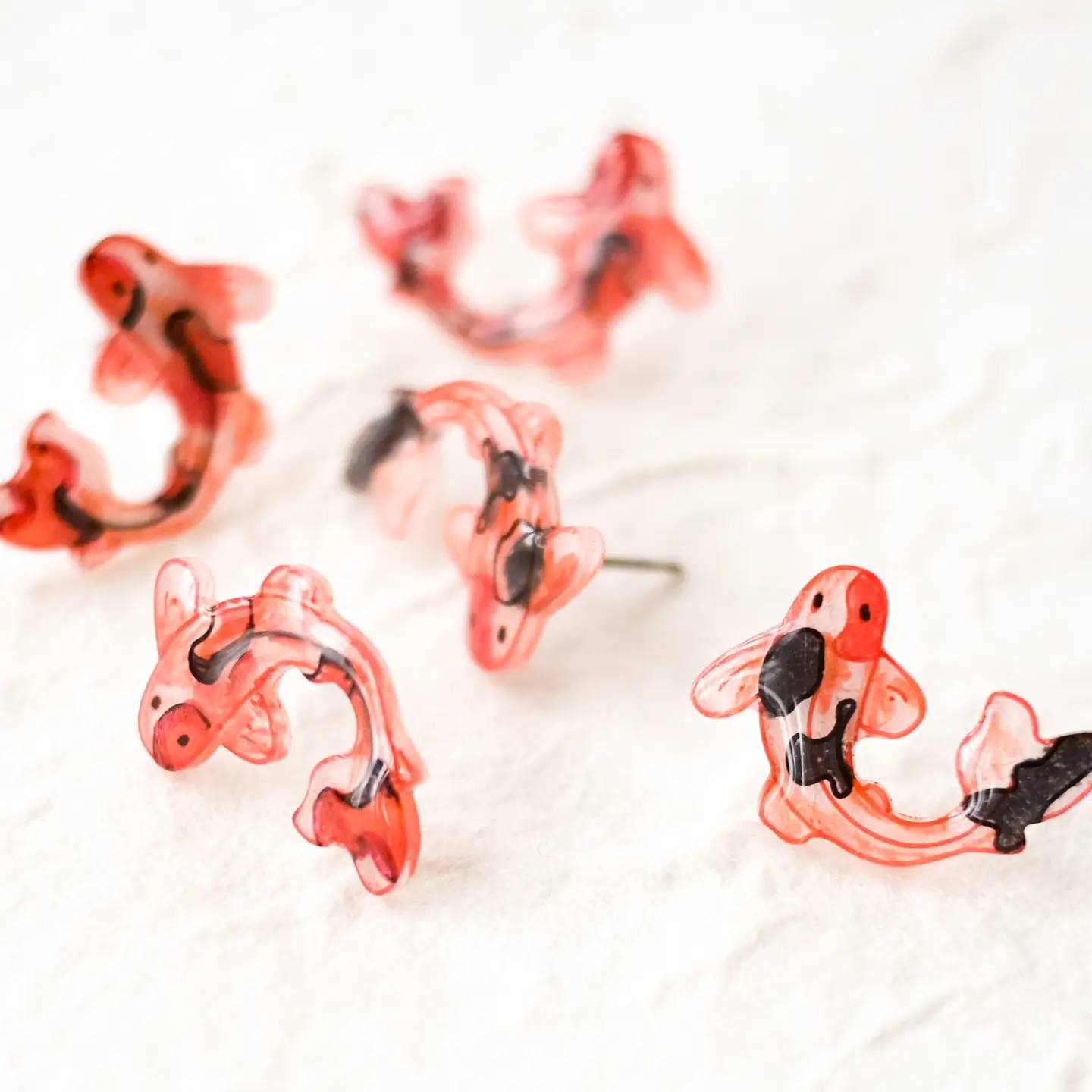 Orange Koi Fish Stud Earrings