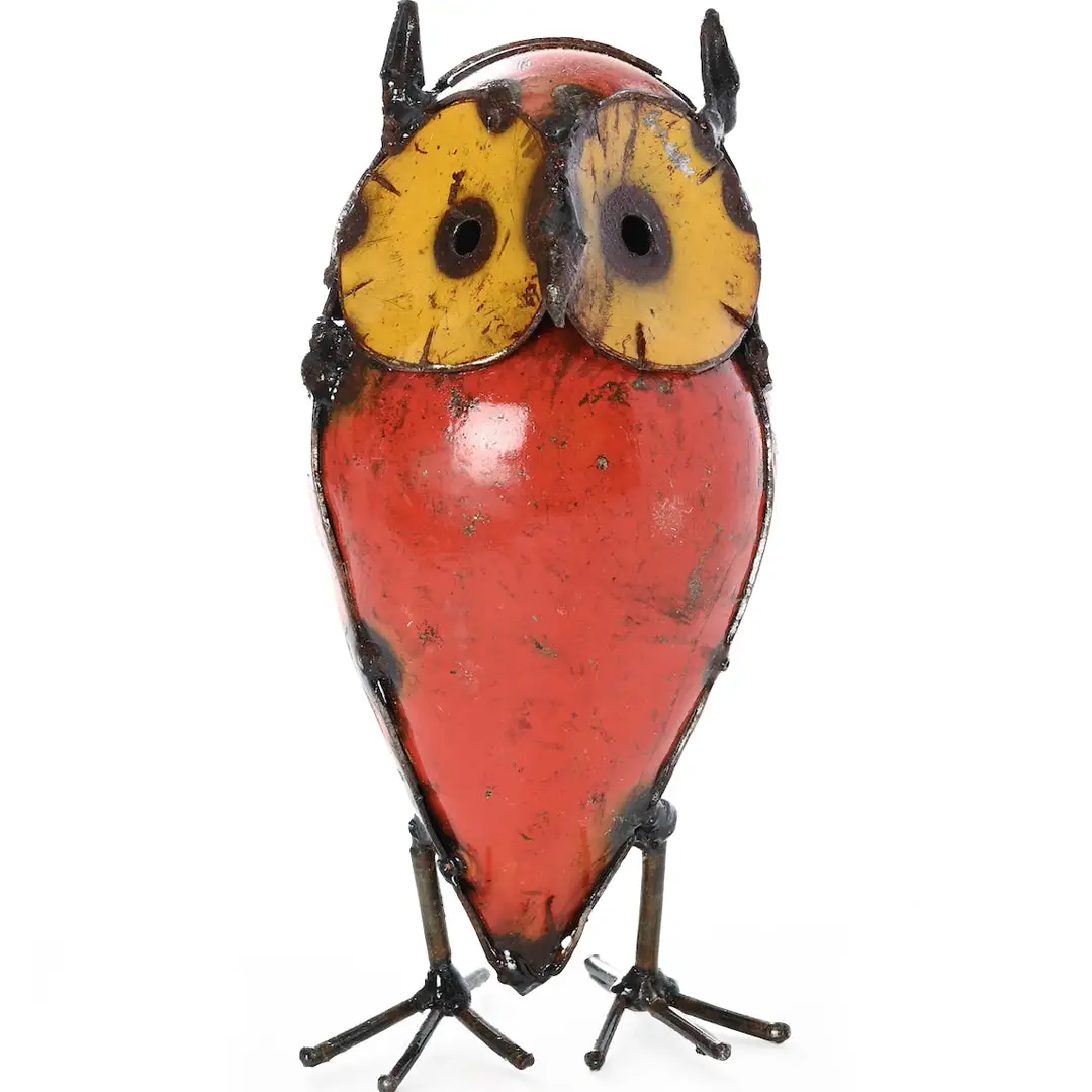 Colorful Recycled Metal Owl Small
