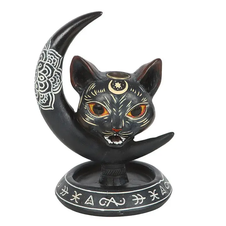 Gothic Black Cat Backflow Incense Burner