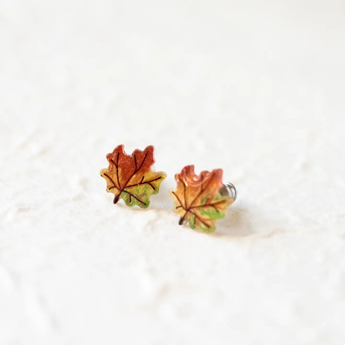 Tiny Maple Leaf Stud Earrings