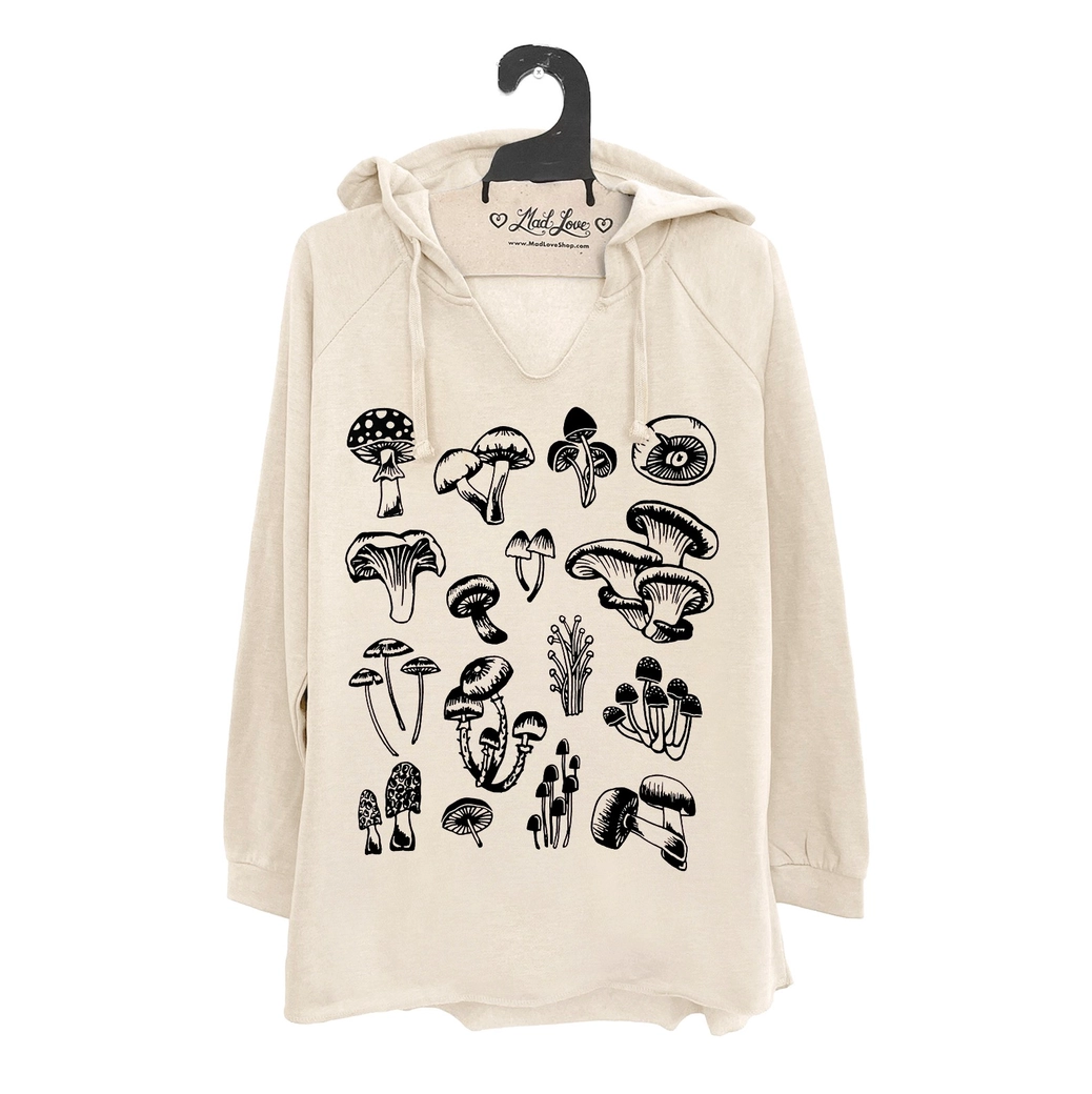 V Beach Pullover Hoodie Mushrooms