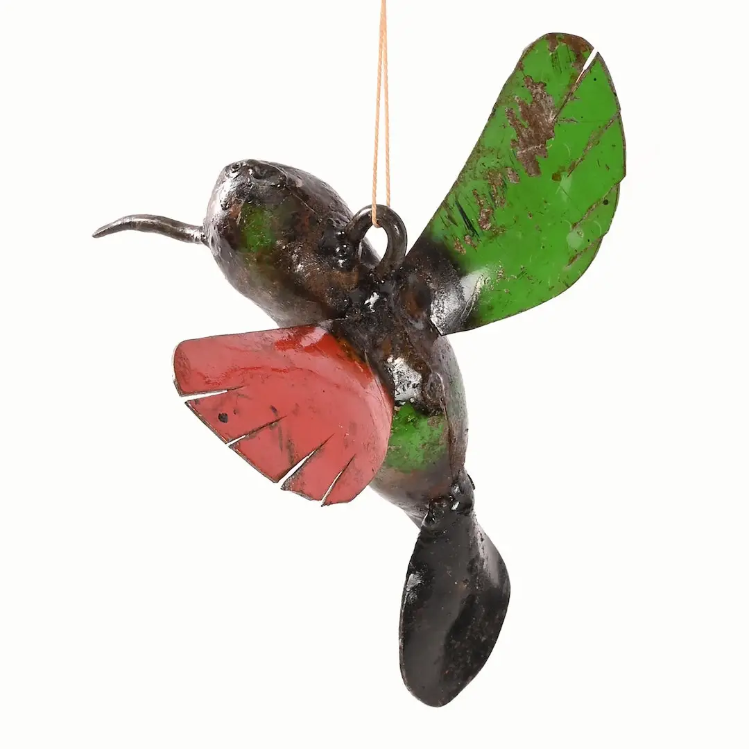 Recycled Metal Hanging Hummingbird