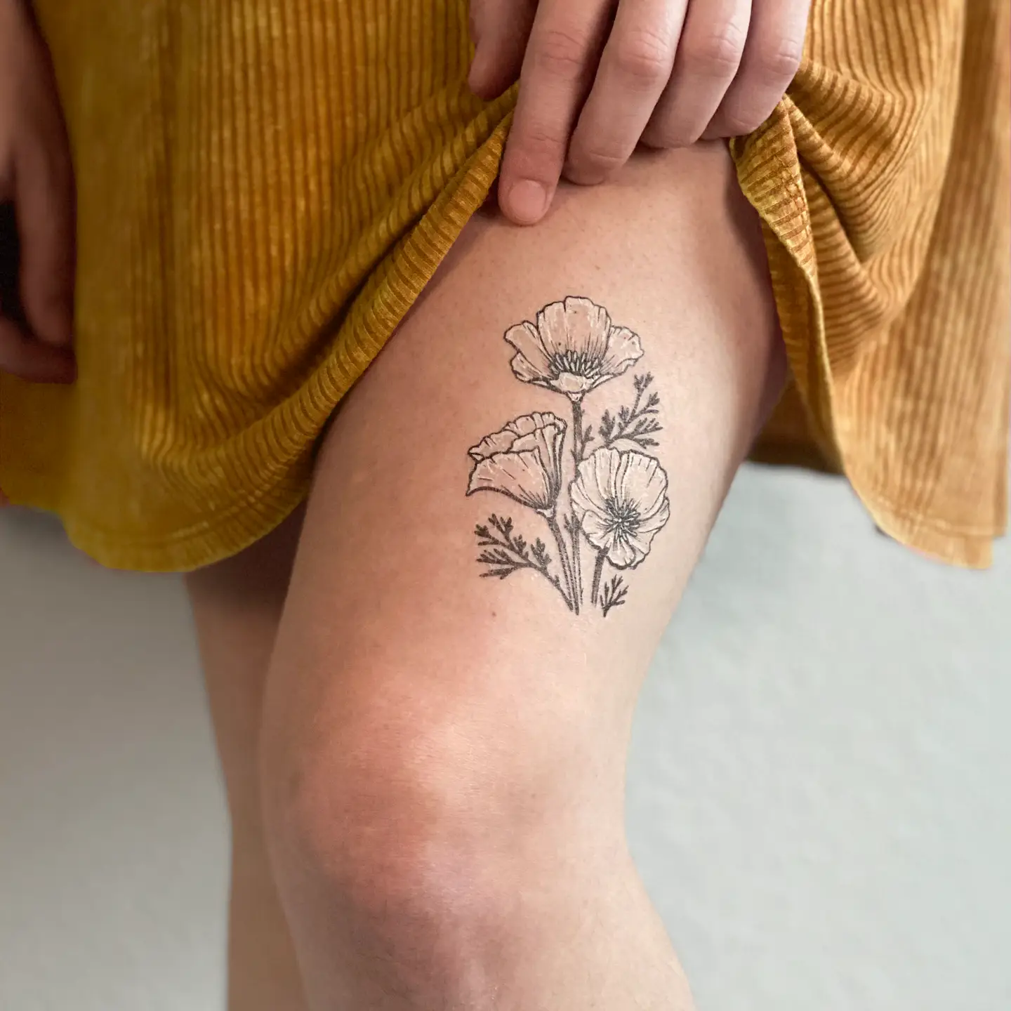 Golden Poppy Temp Tattoo