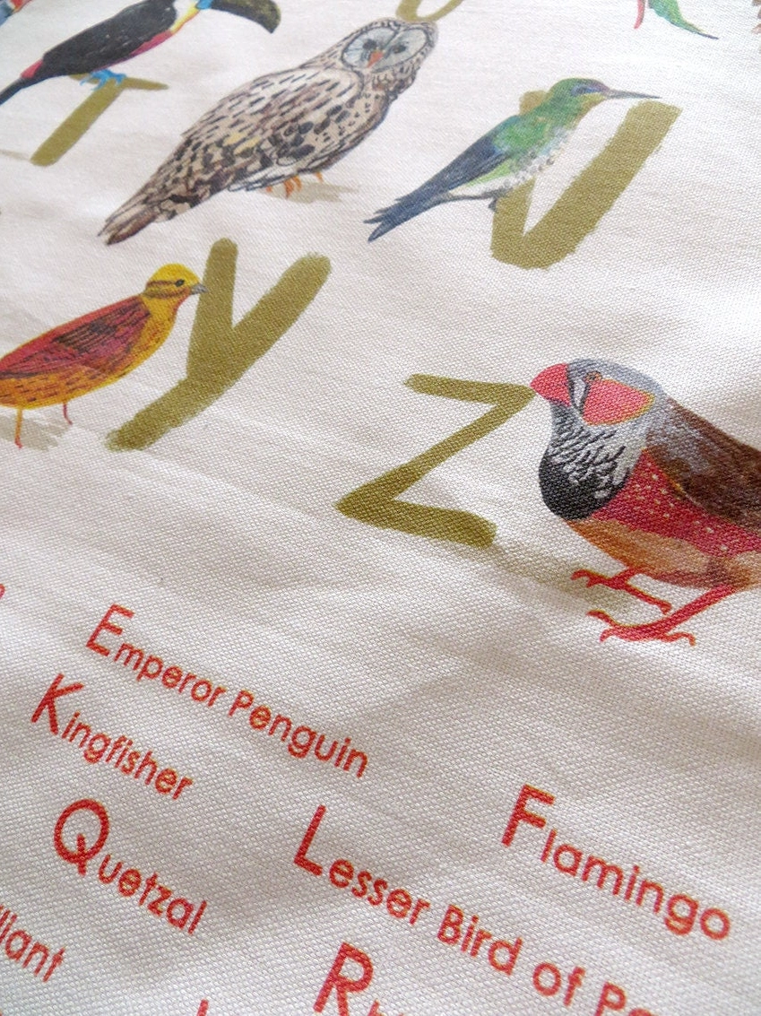 Avian Alphabet Bird Cotten Tea Towel