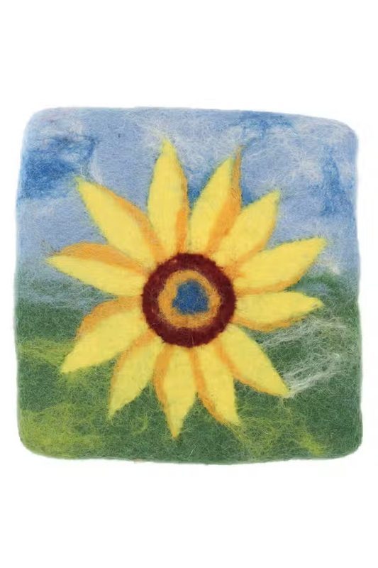 Felted Sunflower Flower Trivet