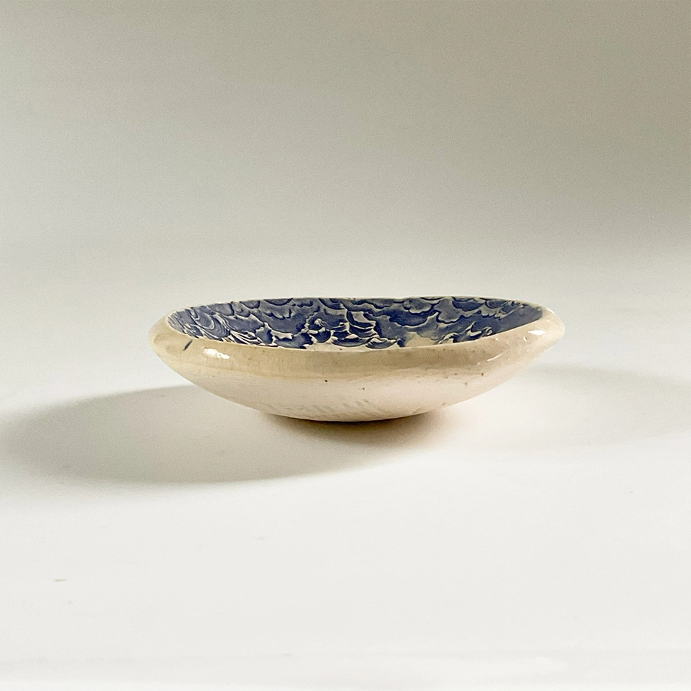 Pottery Dish Crescent Blue Moon