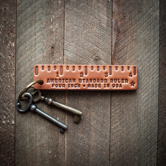 Leather Keychain Pocket Ruler