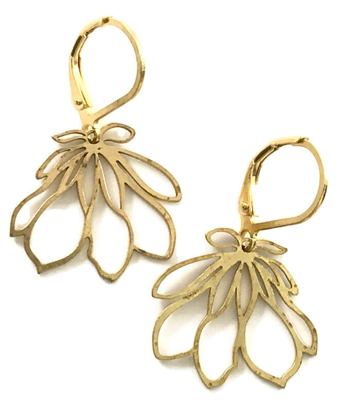 Brass Lotus Earrings
