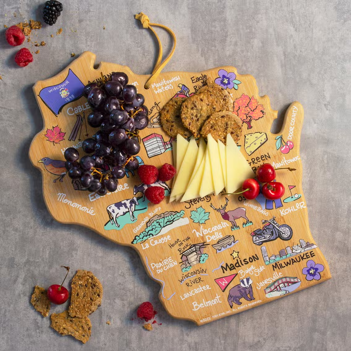 Wisconsin Cutting Board Fish Kiss