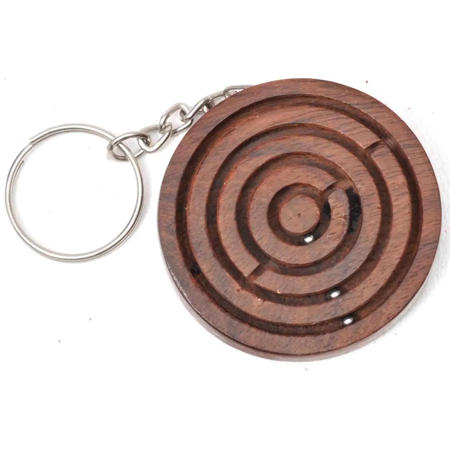 Wooden Labyrinth Ball Keychain