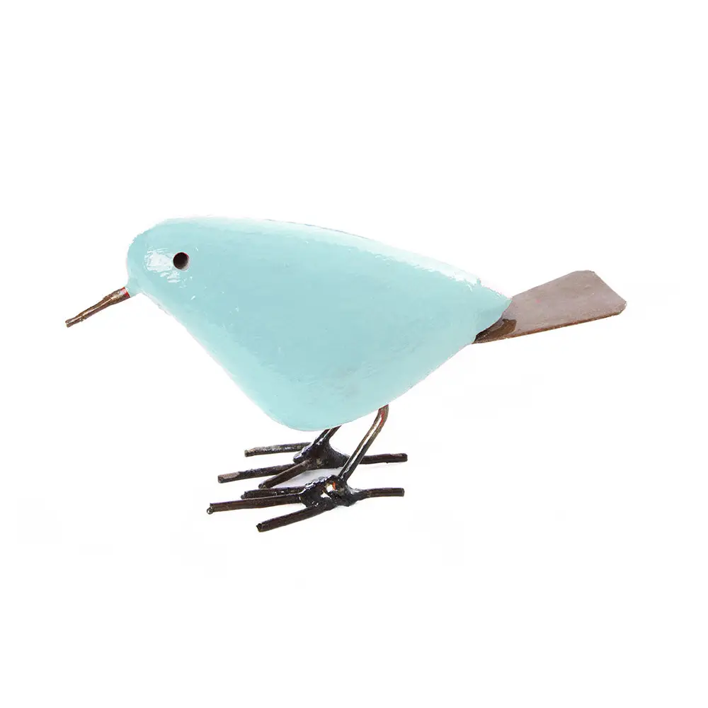 Painted Stone + Metal Bird