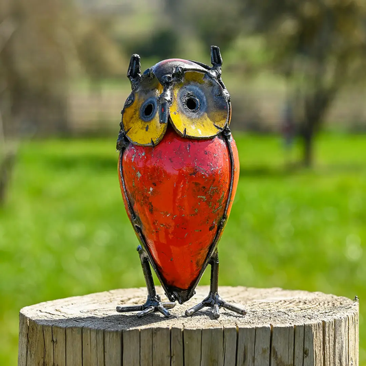 Colorful Recycled Metal Owl Small
