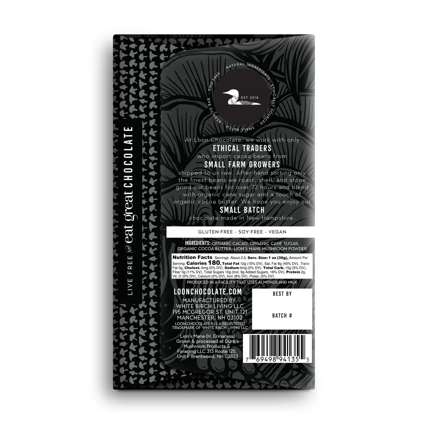 Dark Chocolate with Lion's Mane Powder