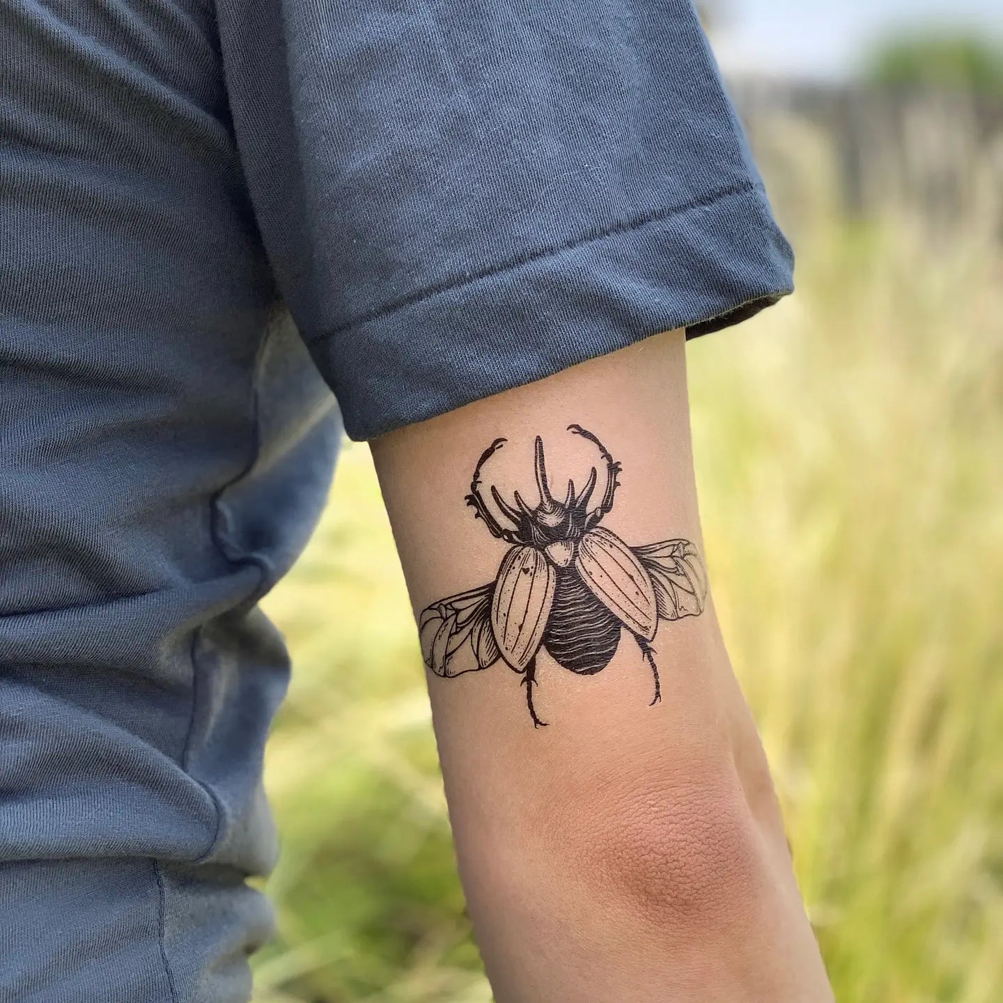 Rhinoceros Beetle Temporary Tattoo