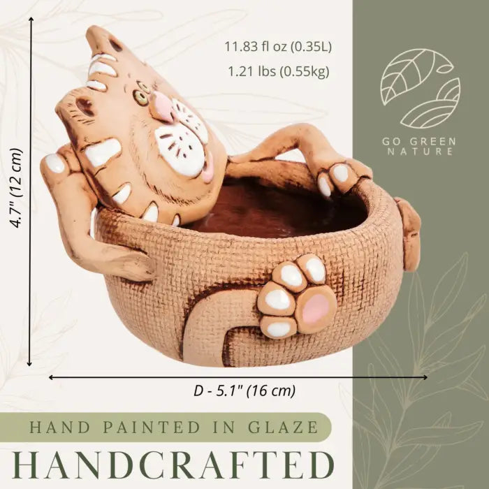 Cat on Back Ceramic Planter Flower Pot