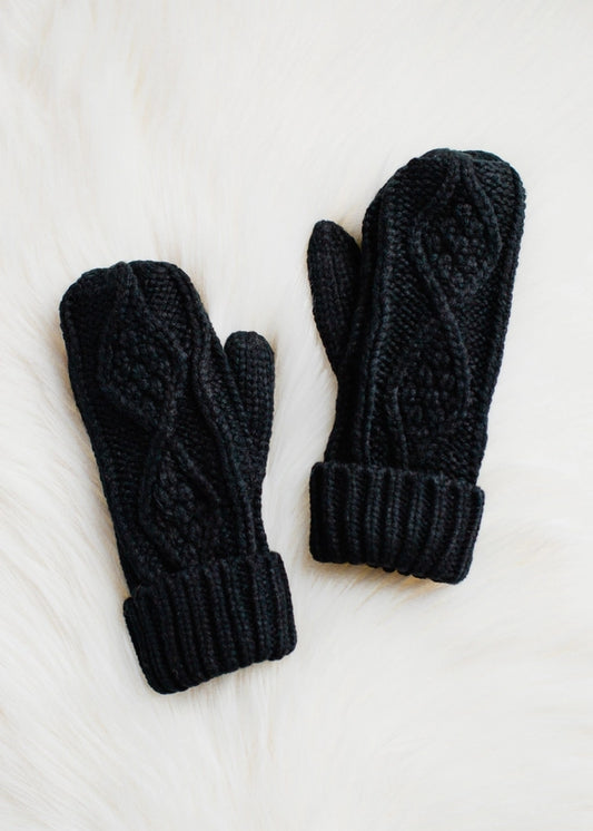 Black Knit Mittens