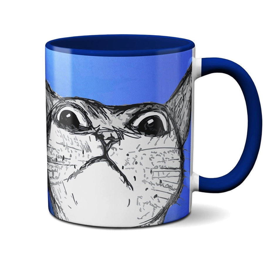 Peeking Cat Asleep Human Mug