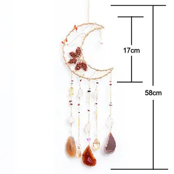 Moon Suncatcher Red Agate Blooming Flower