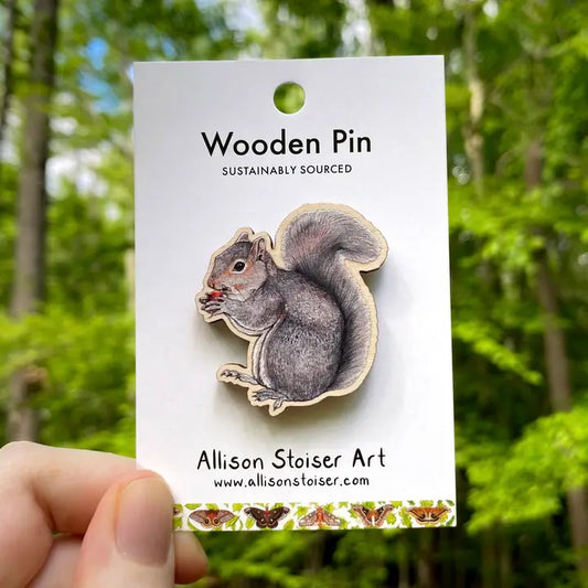Eastern Gray Squirrel Wooden Pin