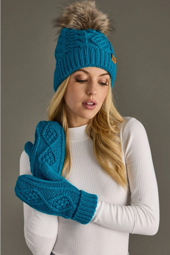 Sapphire Blue Cable Knit Mittens