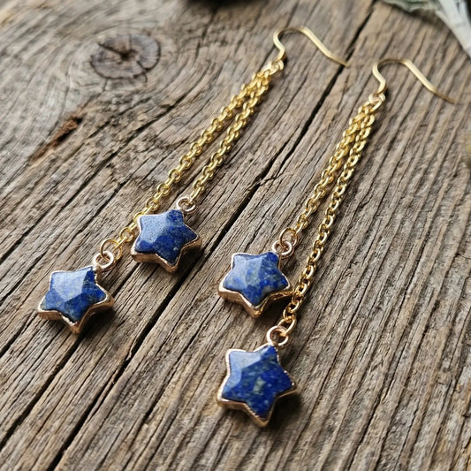 Lapis Lazuli Celestial Fringe Earrings