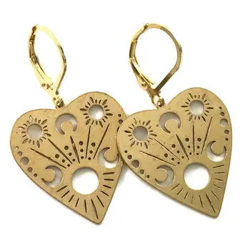 Brass Heart Earrings