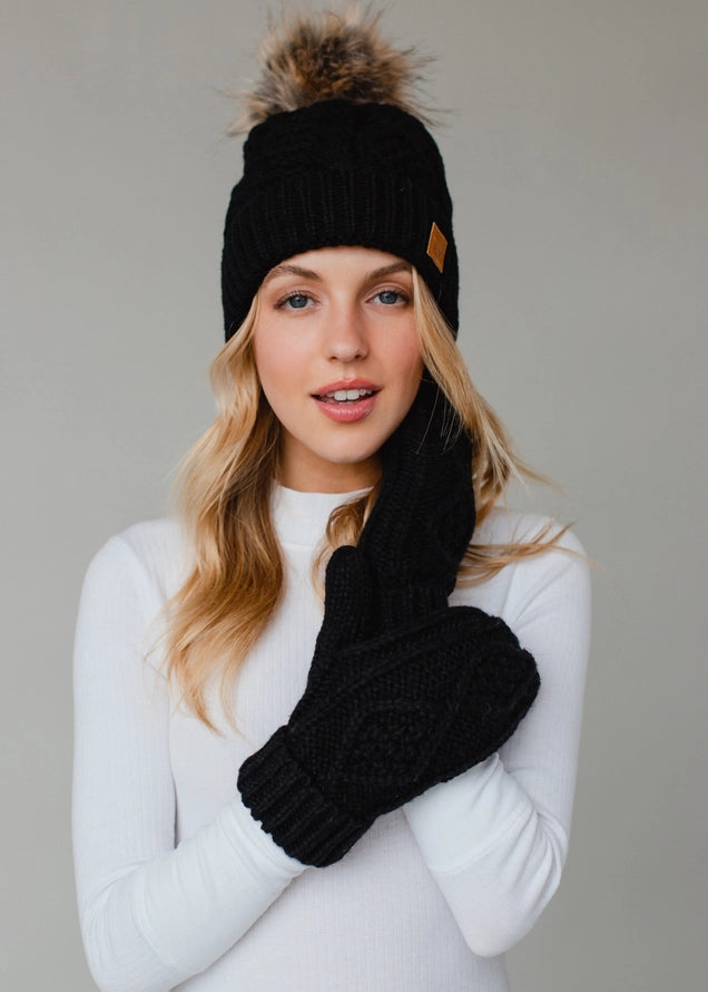 Black Knit Mittens