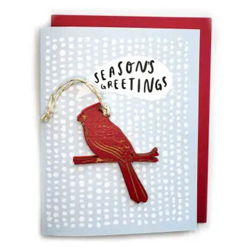 Seasons Greetings Card - with Cardinal Ornament