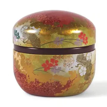 Tea Leaves Container 3.5oz Floral Red