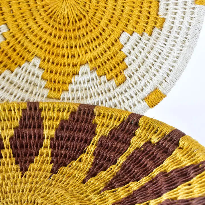 Yellow Sisal Wall Basket  Small