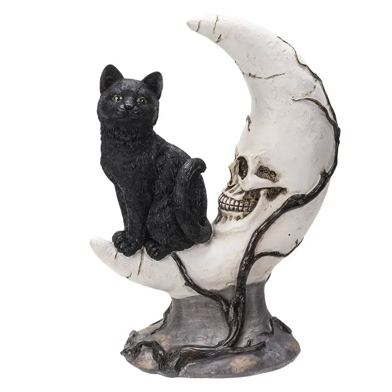 Black Cat on Moon Skull