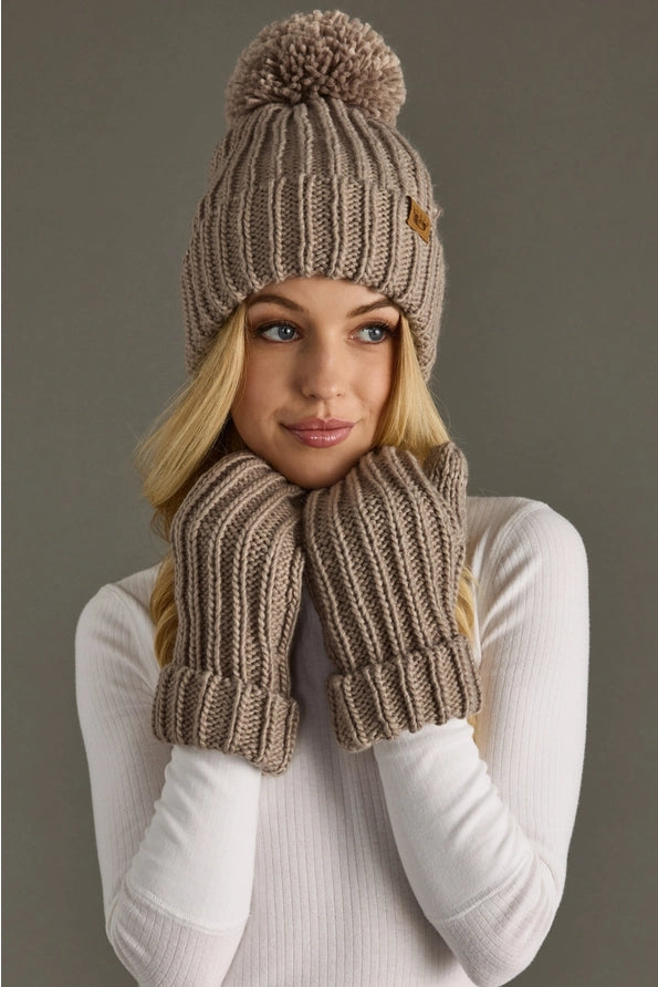 Taupe Knit Mittens